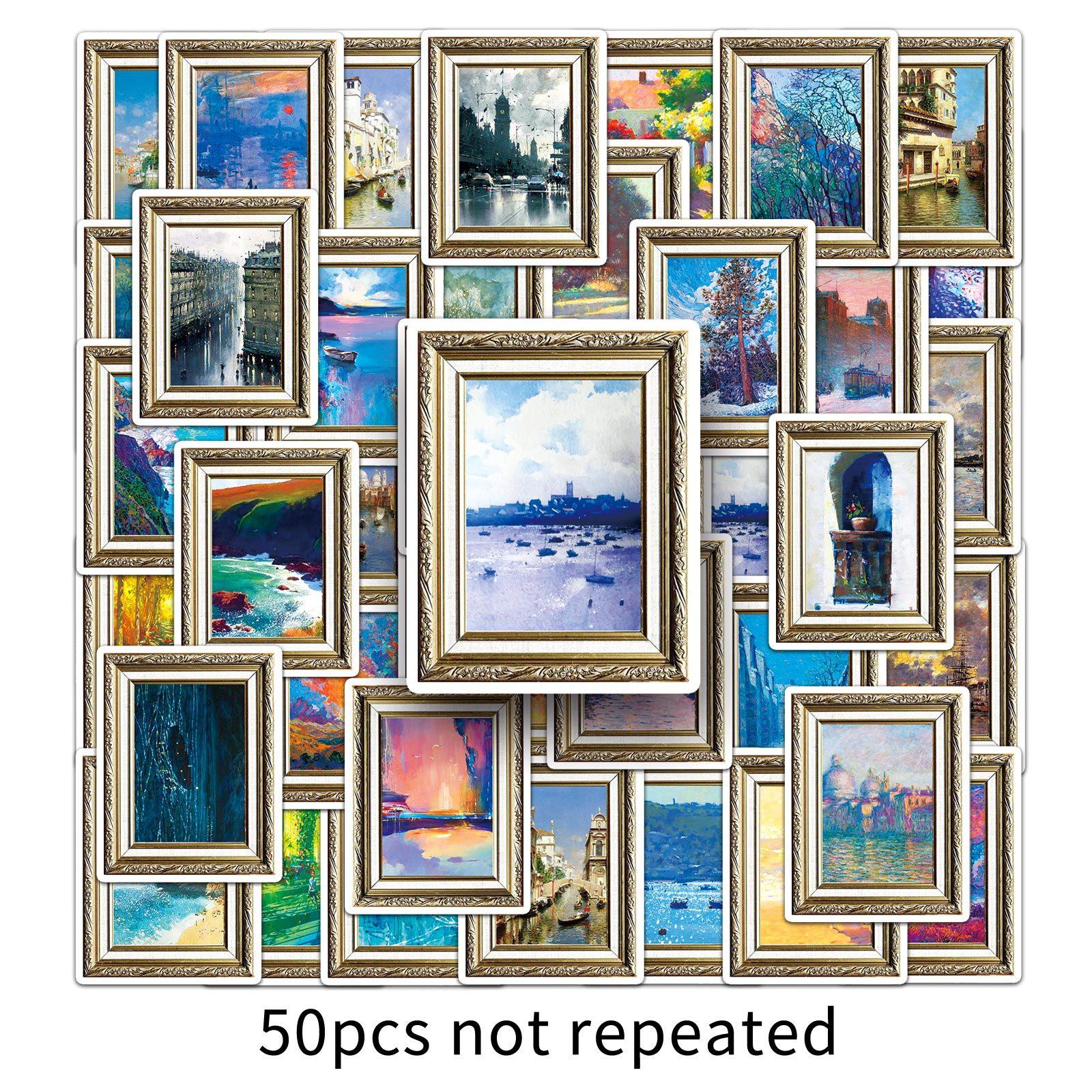 

50 Масляных картин Граффити Персонализированный Ретро Художественный Стиль Ручная Палатка Gu Card Декоративные Наклейки на Мобильный Чемодан Водонепроницаемые