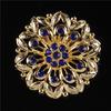 DIEZI Korean Gold Color Blue Crystal Brooches for Wedding Women Party Dress Rhinestone Bridal Bouquet Flower Bowknot Brooch Pins
