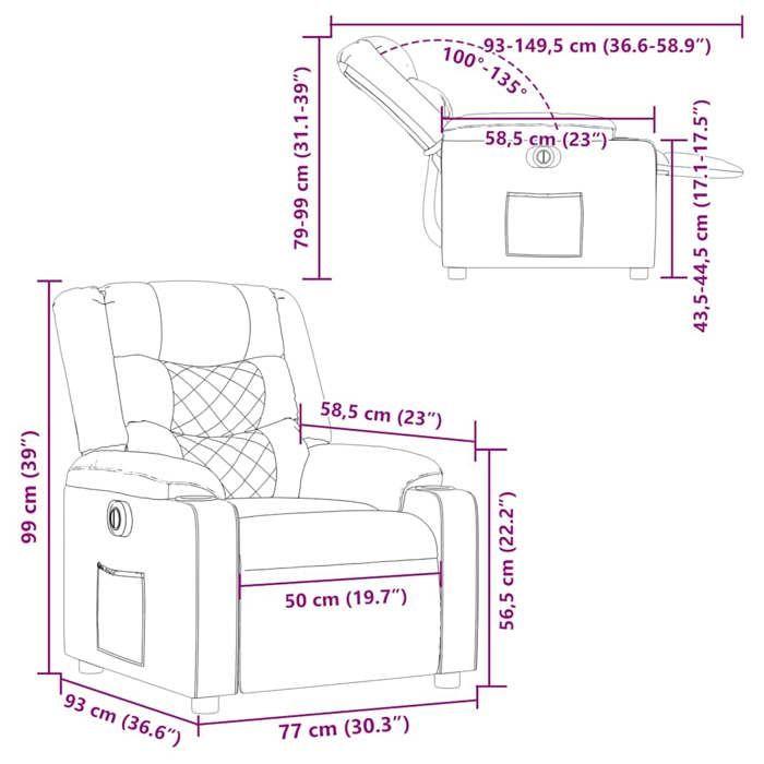VidaXL Fauteuil inclinable électrique Taupe Tissu 3310251