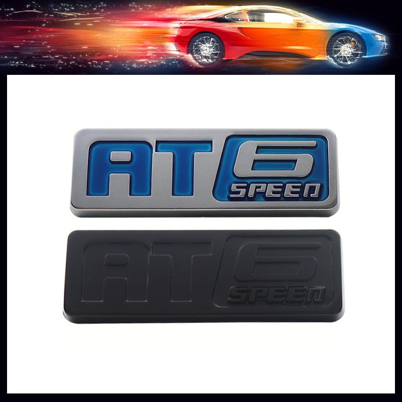3D Premium ABS Car Sticker AT 6 SPEED Letters Body Emblem Decal For Vehicle Speed Limit Function Identification Exterior Decoration