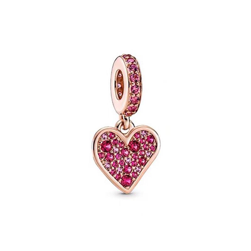 New Authentic Copper Rose Gold Lock An Arrow Through The Heart Charm Suitable For Authentic Wrist Bracelet Accessories Women Jewelry