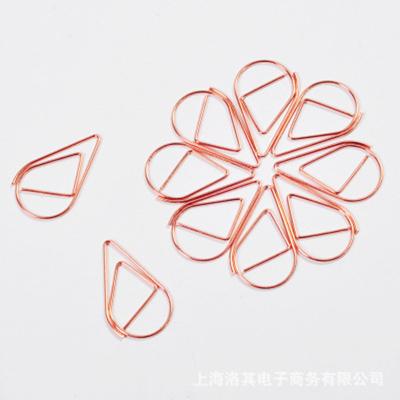 50 peças de clipes de papel em forma de gota de metal kawaii fofo marcador clipe papelaria