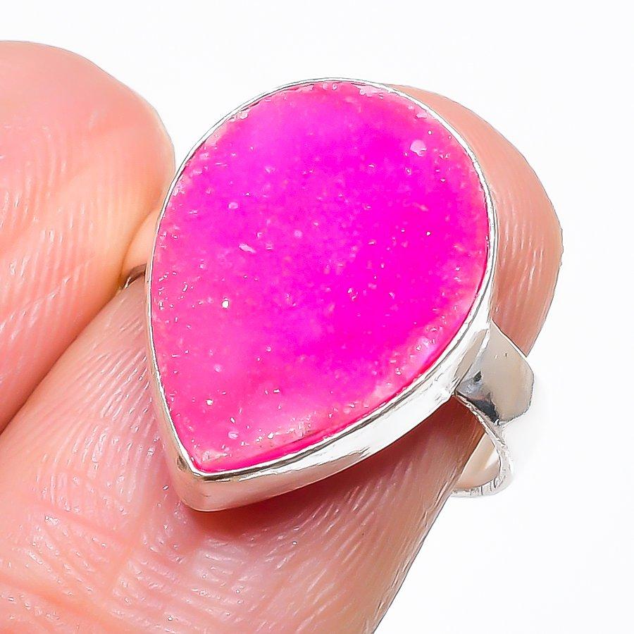 

Hememorphite Druzy Gemstone 925 Sterling Silver Jewelry Ring Size Adj KJ-382