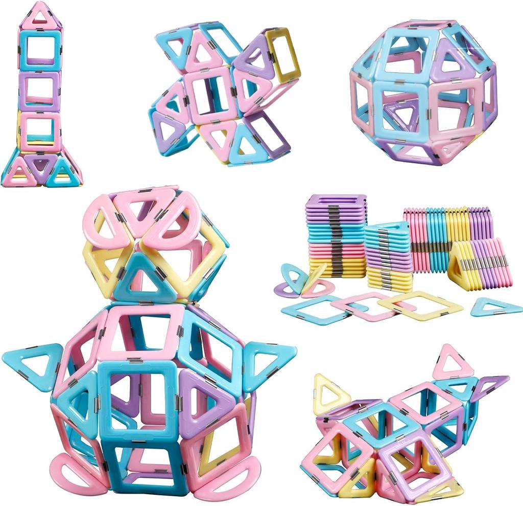 Magblock Magnetische Bausteine 52 Teile Konstruktionsbausteine Kinder Pädagogisches Magnetspielzeug Geschenk für Jungen Mädchen ab 3 4 5 6 7 8 Jahren