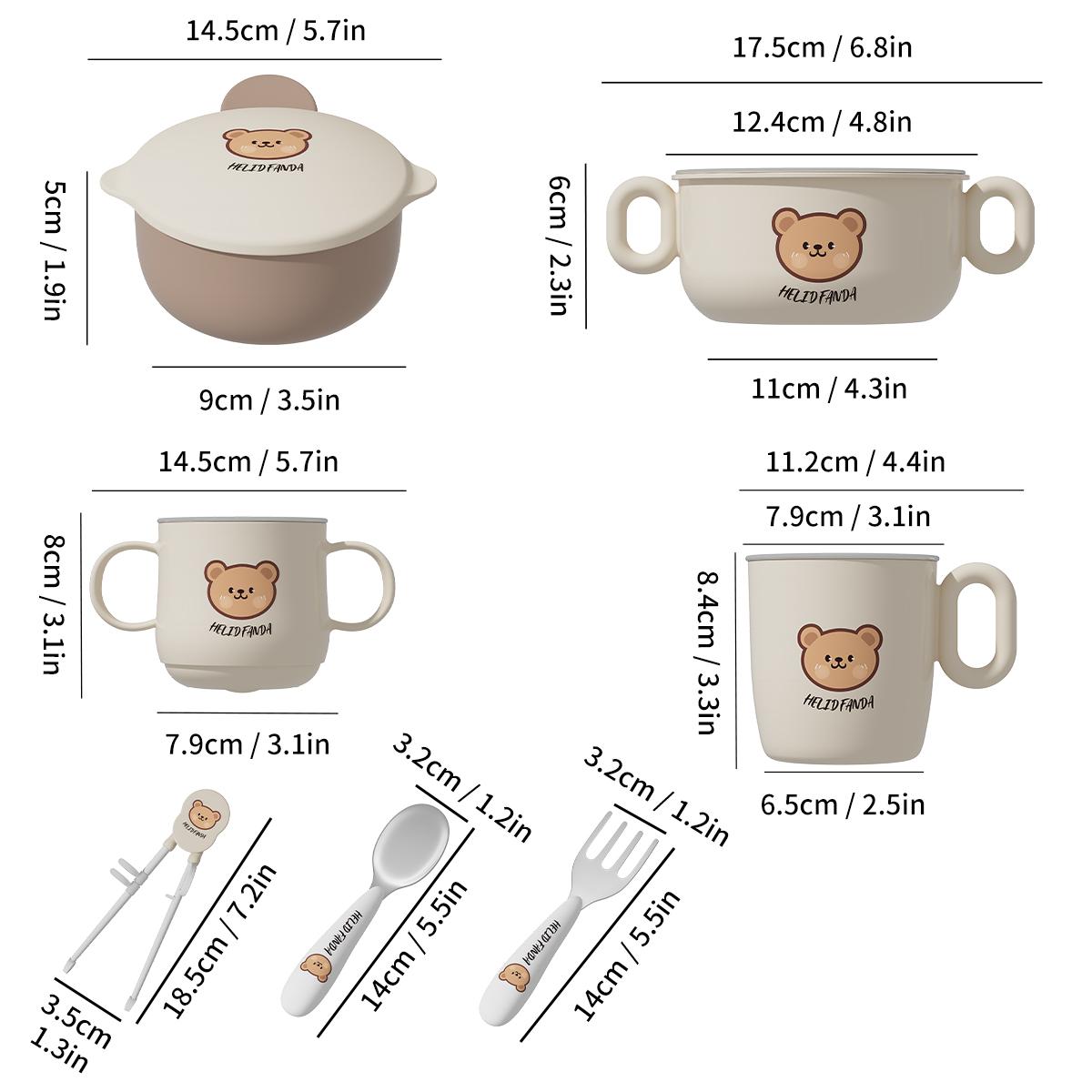 

WORTHBUY Детский набор столовых приборов из нержавеющей стали 304, детские столовые приборы, не допускающие ожогов, съемная миска, стакан для воды с ложкой, вилкой, палочками для еды