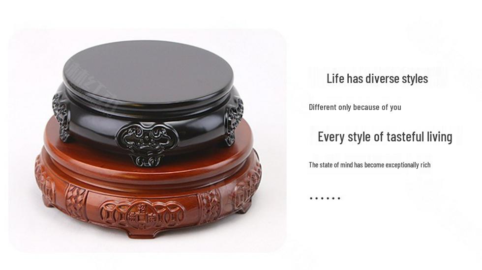 Rosewood Carved Flower Arrangement Bonsai Vase with Ebony Buddha Statue Holder.