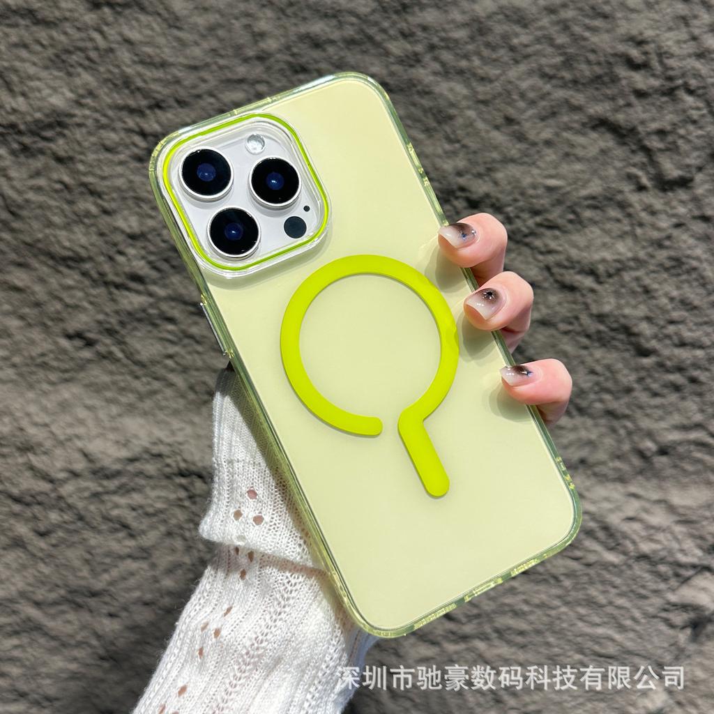 Colorful question mark magnetic attraction is suitable for iPhone16promax transparent mobile phone case Apple 15 all-inclusive anti-drop PC case 14.
