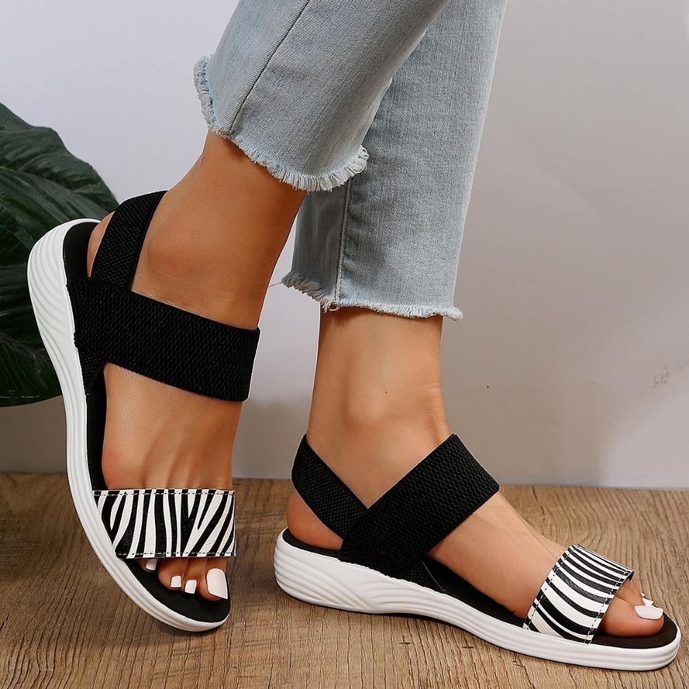 Kilesandaler med slangeskinnmønster for kvinner Sommermote Sklisikre Strandsko Kvinne Lettvekt Casual Sport Sandalias Mujer