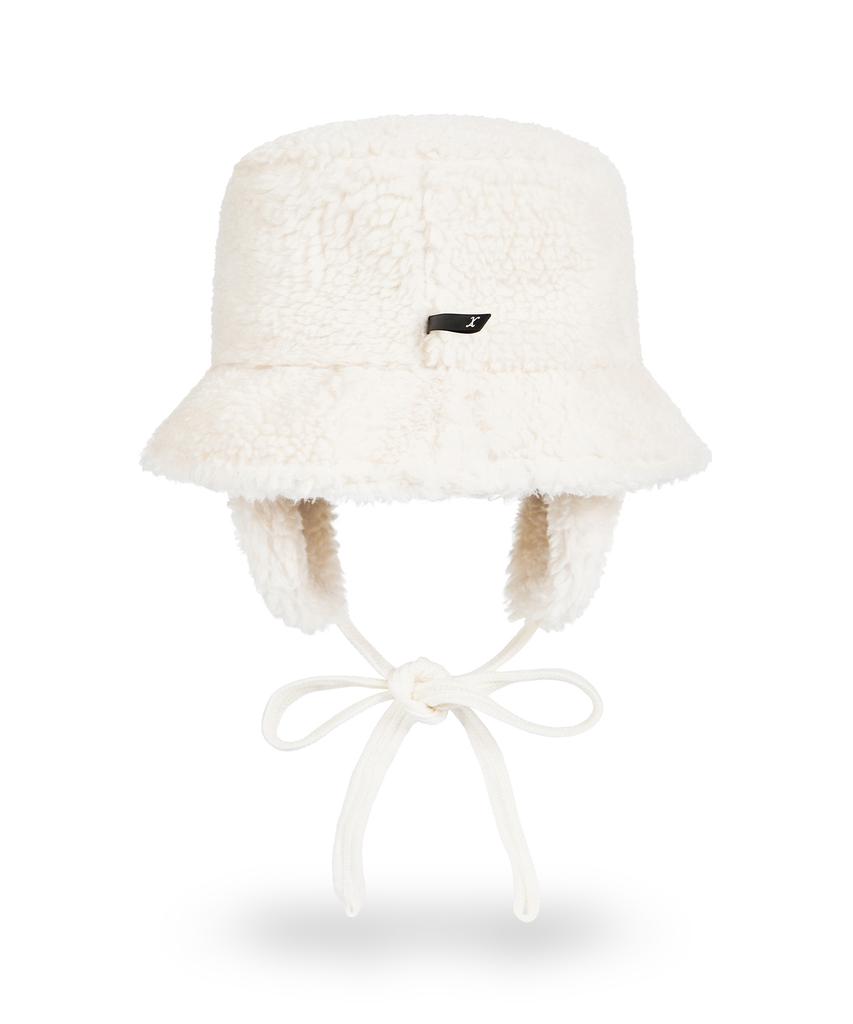 Bajal Safety Fin Sherpa Fur Flap Bucket Hat Ivory