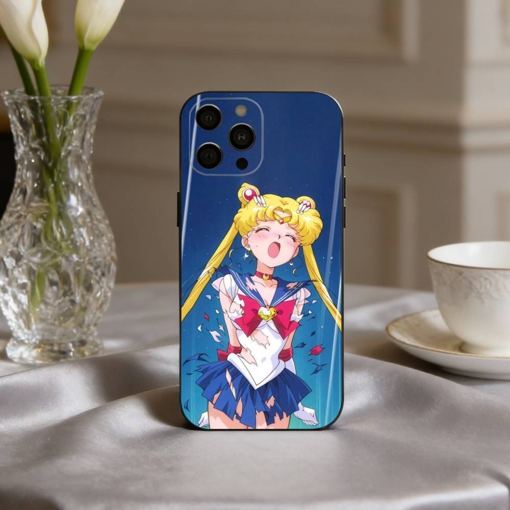 Sparkle Pastel S-Sailor M-Moons Phone Case For iPhone 17pro,16,15,14,13,12,11 Plus,Pro Max,XS,Soft Silicone Black Cover