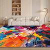 Modern Abstract Oil Painting Area Rug, Colorful Paint Splatter Art Floor Mat, Non-Slip Washable Living Room Carpet