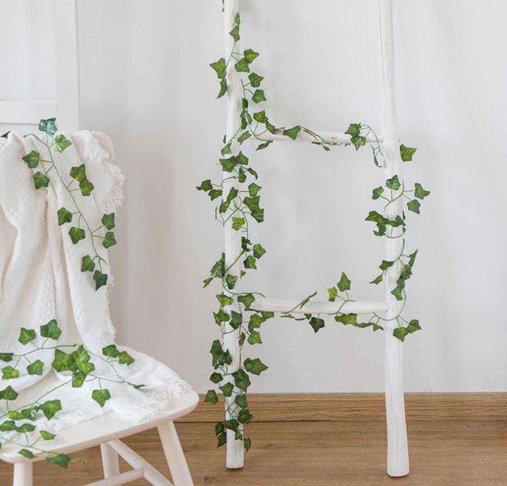 210Cm Artificial Hanging Christmas Garland Plants Vine Leaves Green Silk Outdoor Home Wedding Party Bathroom Garden Decoration