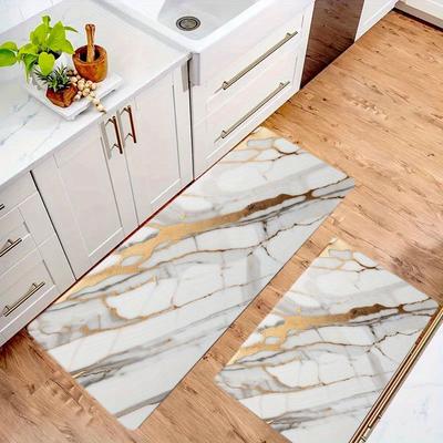 1 Stuk Anti-Vermoeidheid Keukenkleden, Witte Marmerprint Waterdicht Antislip Dik Gevoerde Keukenmat Zwaar Uitgevoerde Comfort Staande Mat voor Keuken
