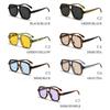 SO&EI Ins Popular Fashion Double Bridges Square Men Sunglasses Vintage Punk Yellow Blue Shades UV400 Men Trending Sun Glasses