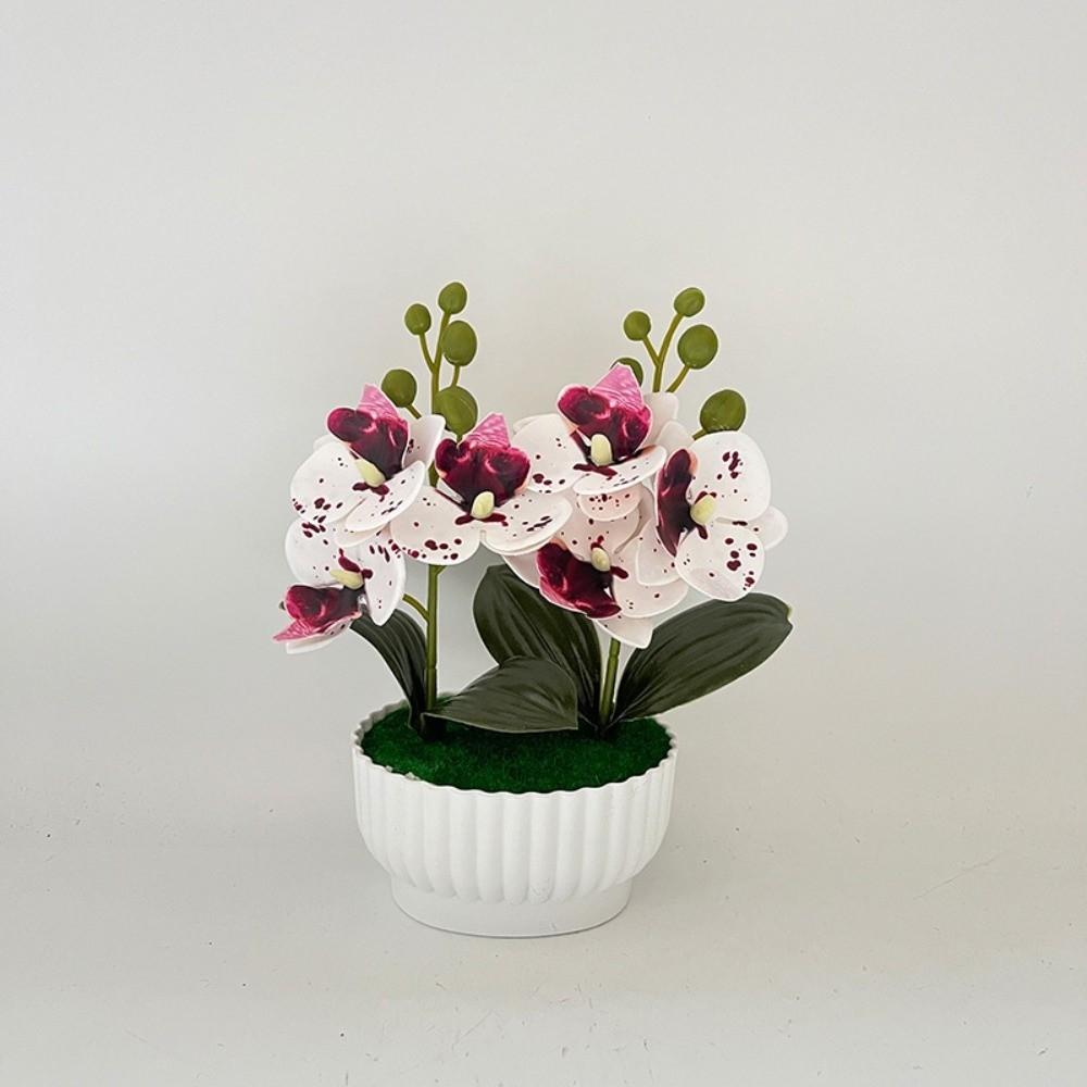 Multi-Bloom Simulated Butterfly Orchid White Flower Pot DIY Artificial Orchid Bonsai Faux Flowers Artificial Faux Plants