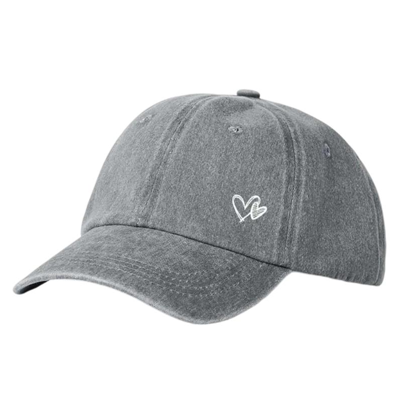 Adjustable Ponytail Baseball Cap with Double Heart Accent, Sun Hat for Daily Wear, Walks, and Casual Travel Time