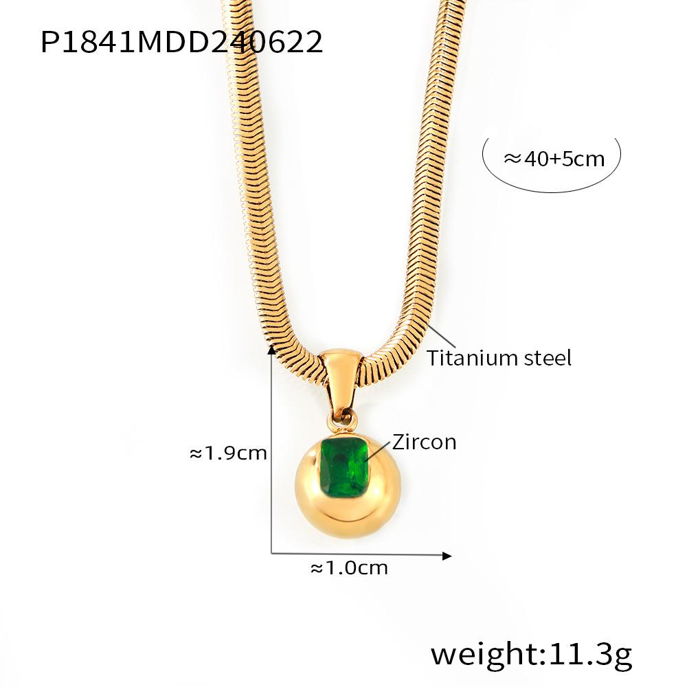 316L Stainless Steel Snake Bone Chain Necklace for Women Fashion Colorful Zircon Ball 18K Gold Plated Pendant Necklace Zircon