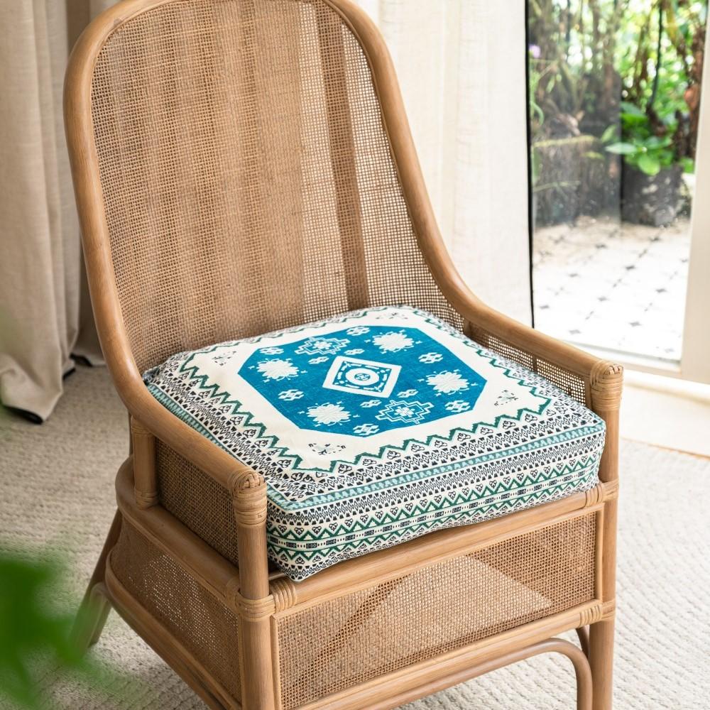 

Tatami Yoga Soft Floor Seat Zen Practice Vintage Ethnic Style Chair Pad, Boho Round Floor Pouf Thick Meditation Zafu Cushion 45X45CM