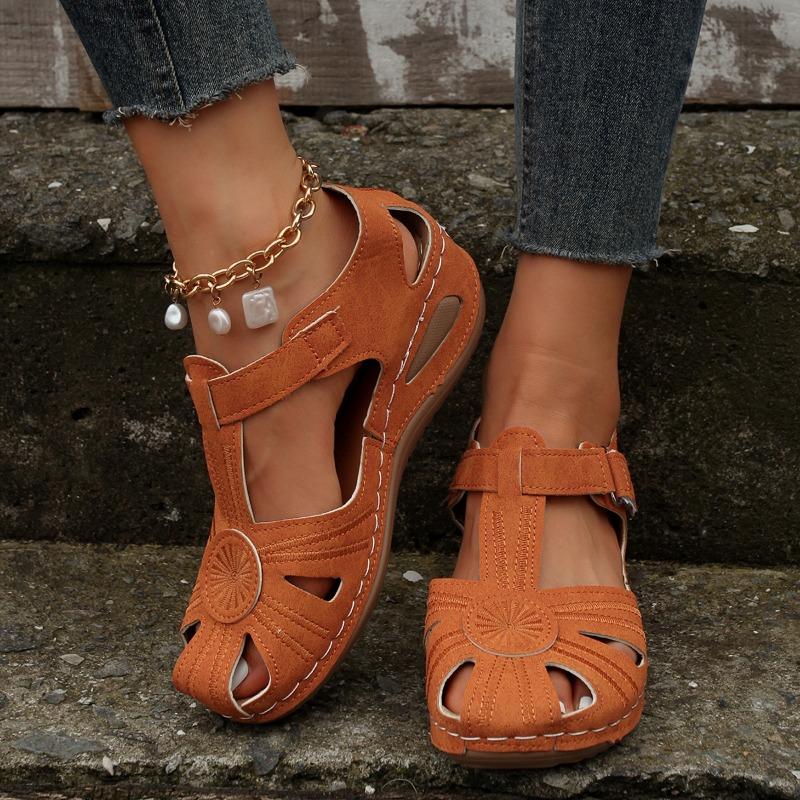 Mode 2024 Neue Sommer Damen Keilabsatz Retro Leichte Rutschfeste Schnallen-Sandalen