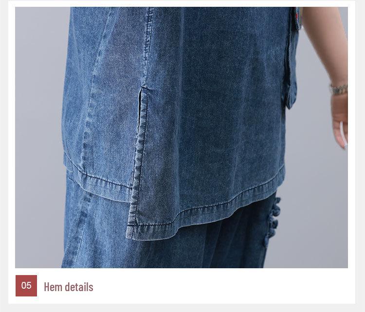2025 Women's Trendy Tencel Denim Top: Short-Sleeved, Stylish, Tummy-Covering Design