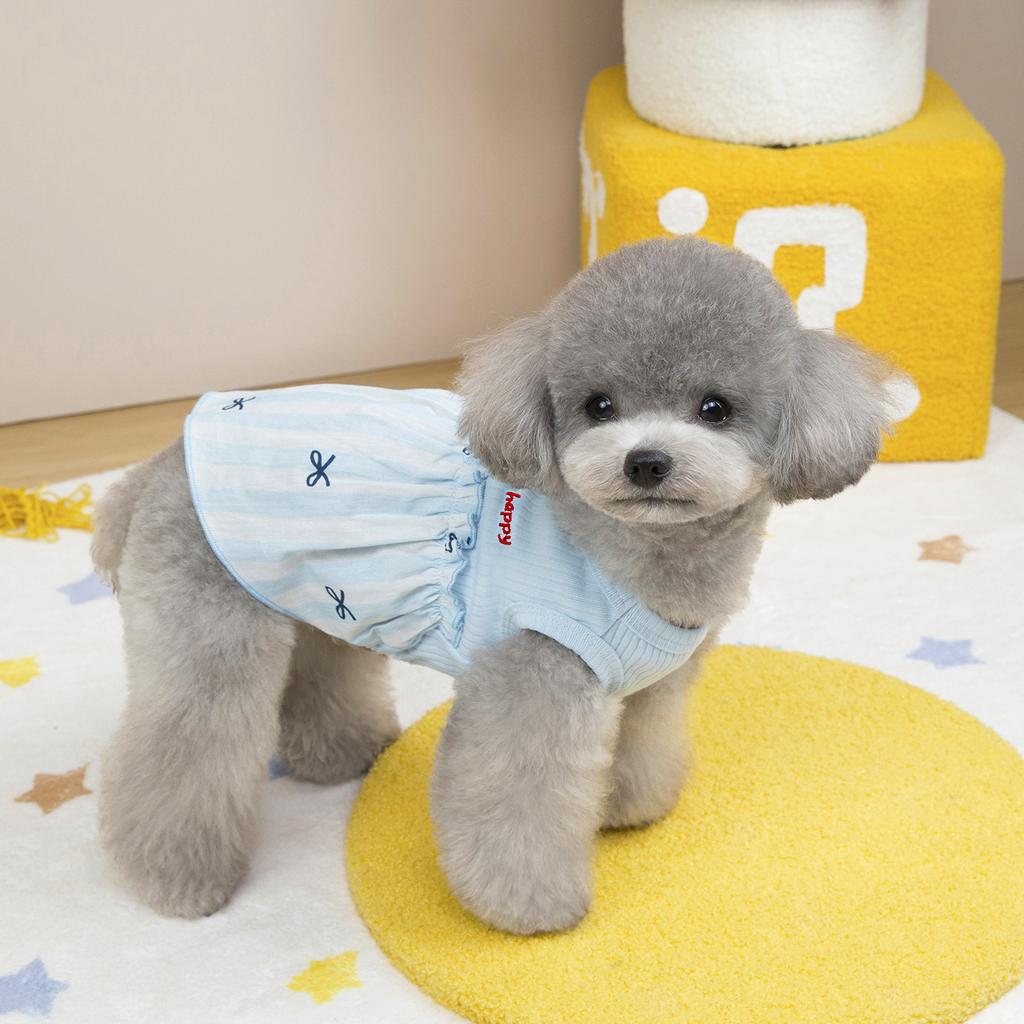 Dog pet clothes spring and summer new clothing cat Teddy Schnauzer Pomeranian Bichon small dog patchwork skirt vest