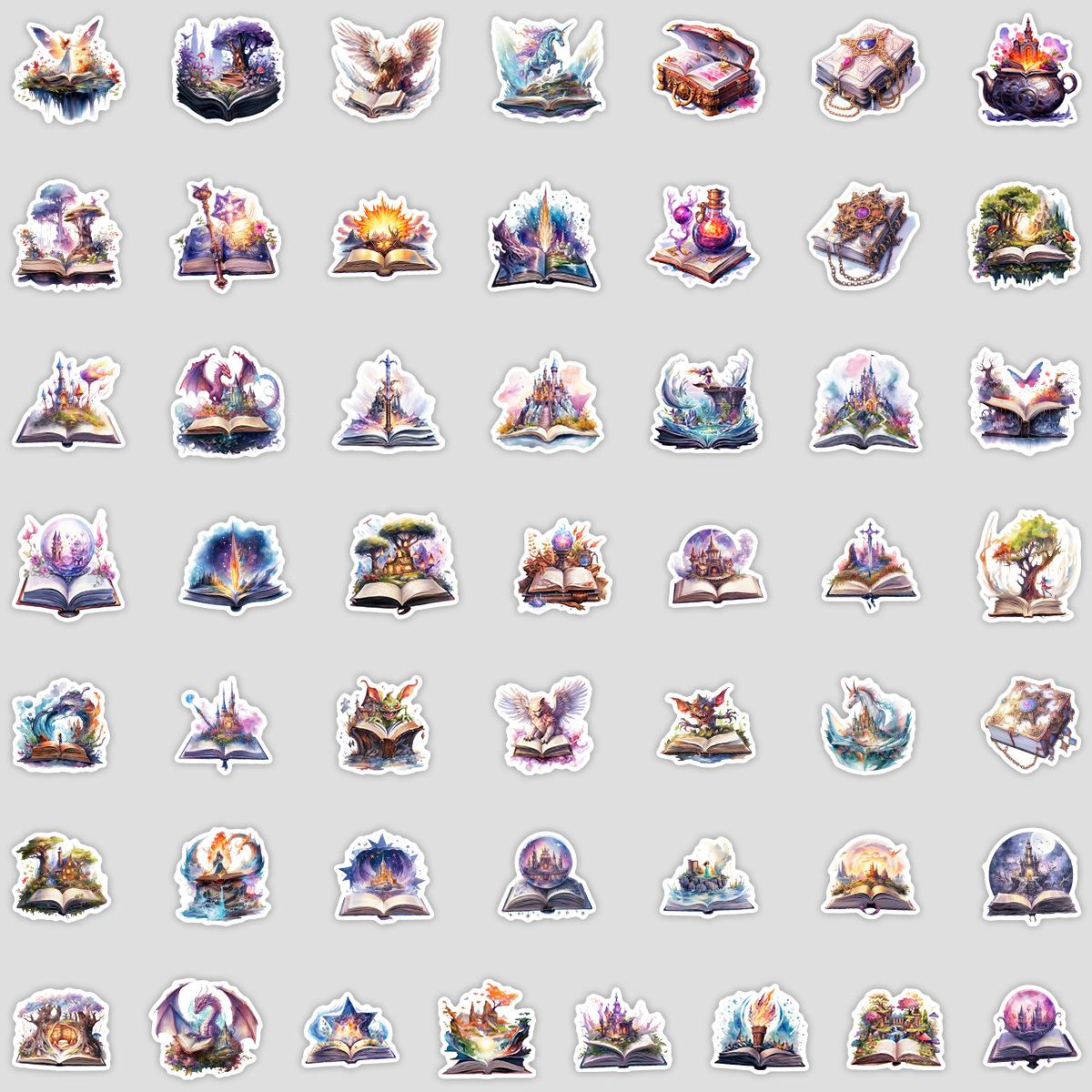

50 Акварельных Фэнтези Книг Граффити Наклейки Чашка для воды Компьютер Чемодан Водонепроницаемые Декоративные Наклейки DIY Наклейки