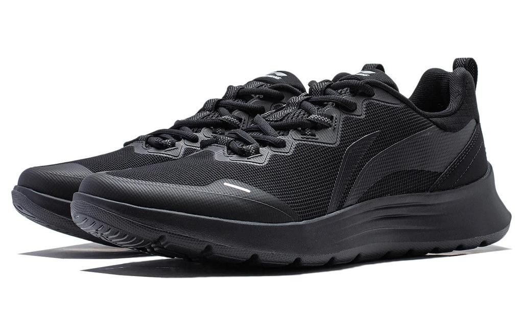 Li Ning Light Feather Comfortable Textile, TPU Slip Resistant Abrasion Resistant Low Top Running Shoes Men's Black ARST065-1