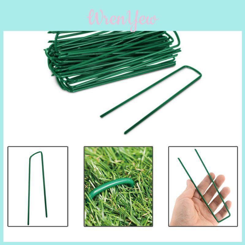 Heavy Duty Green Galvanised Turf Nails Steel Ushaped Garden Ground Pegs For Lawn And Garden Cover Fixing