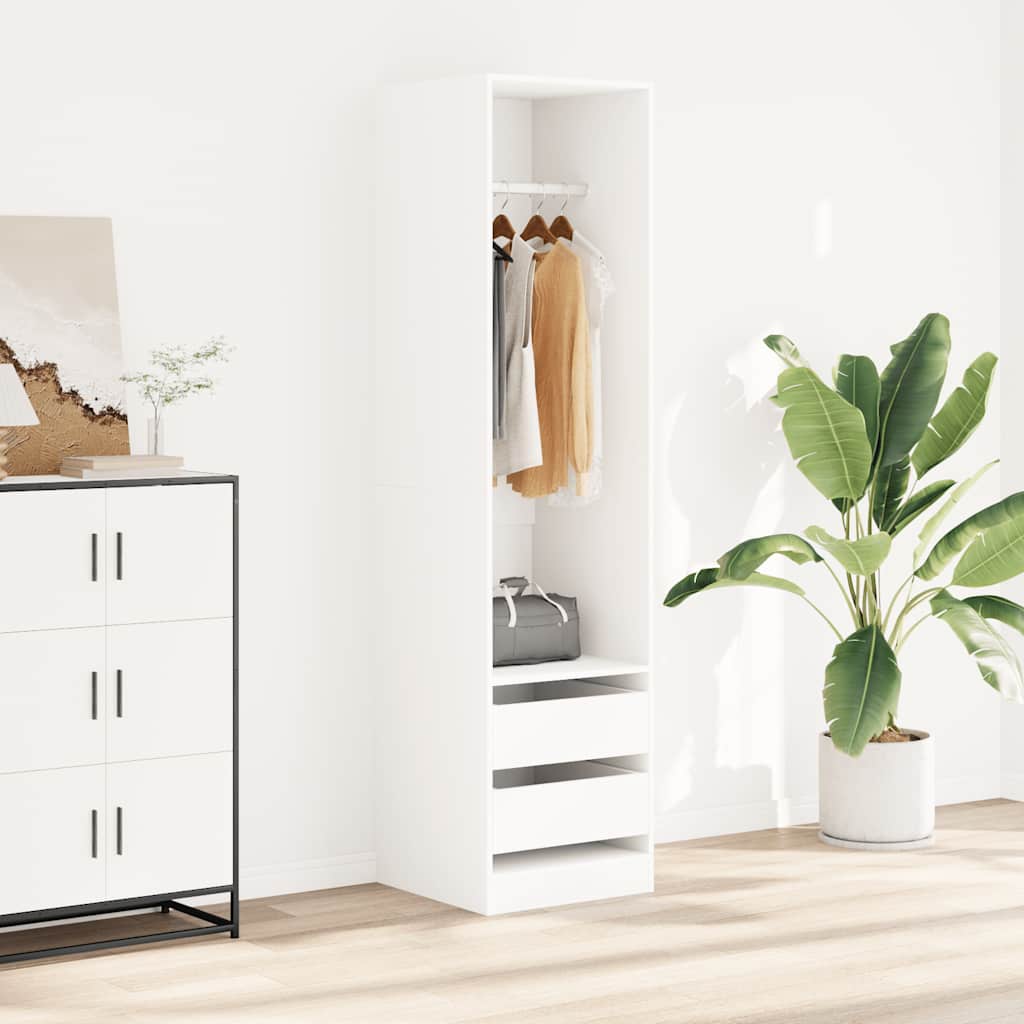 vidaXL Kleiderschrank mit Schubladen Weiß 50x50x200 cm Holzwerkstoff