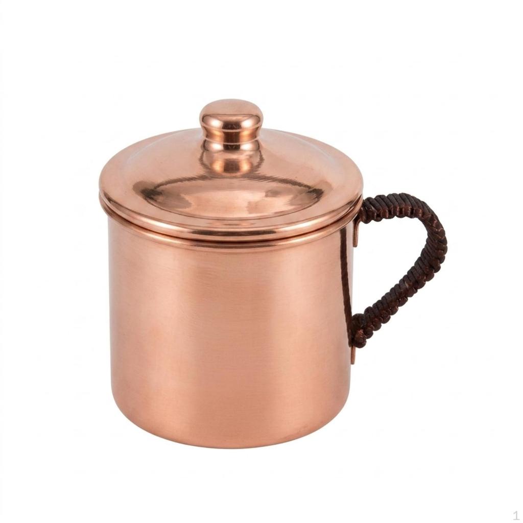 Metal Cup with Lid Handmade Mug Handle Handcrafted for Tea Lovers, Hosts,