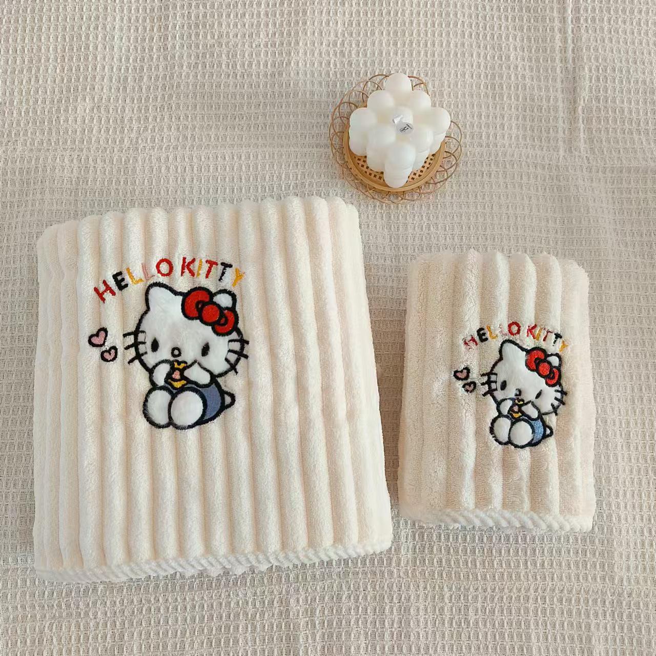 Hello Kitty Coral Fleece Bath Towel - Absorbent, Lint-Free, Quick Dry for Students, Kids, and Women Towel 35*75cm