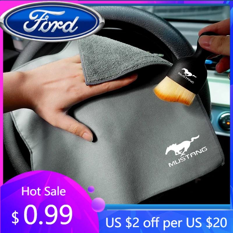New 2026 Car Sticker 2025 Hot Car Towel Cleaning Drying Cloth With Duster Clean Brush for Ford Mustang Shelby GT 350 500 Cobra 2
