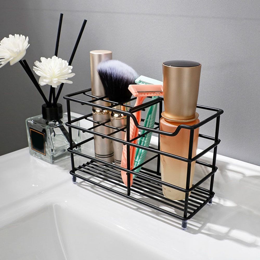 Stainless Steel Toothbrush Holder Black/Silver Toothbrush Toothpaste Shelf  Vanity