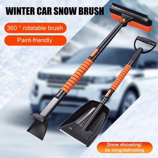Snow Shovel Ice Scraper 5 in 1 Multi-Functional Snow Brush with Retractable Handle Ergonomic Non-Slip Grip Vehicles Snow Removal Tool