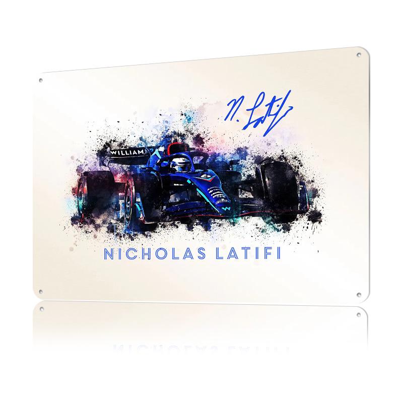 Nicholas Latifi Car Metal Poster Customized Wall Art Retro Vintage Tinplate Signs for Interior Decoration Living Room House 20x30cm(7.8x11.8inch)