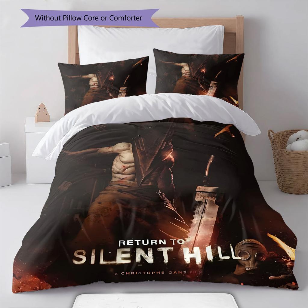 Set Copripiumino Trapuntato Pattern Silent Hill Copripiumino Federa Decorazione per la Casa Regalo di Compleanno (1 * copripiumino + 2 * federa, senza nucleo)