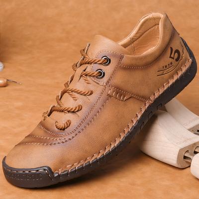 Men's Shoes Luxury Brand Handmade Men Casual Shoes Breathable Leather Lace-up Sneakers Vintage Loafers Moccasins Zapatos Hombre