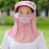 Floral Print Women Fisherman Hat Big Brim Picking Tea Hat Fashion Face Covering Sunhat  Face Shield