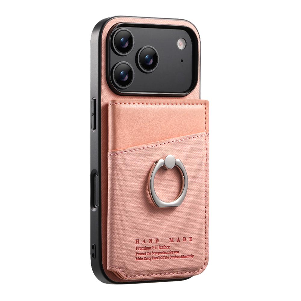 For iPhone 17 Pro Case with Card Holder Kickstand Leather + TPU + PC Phone Cover