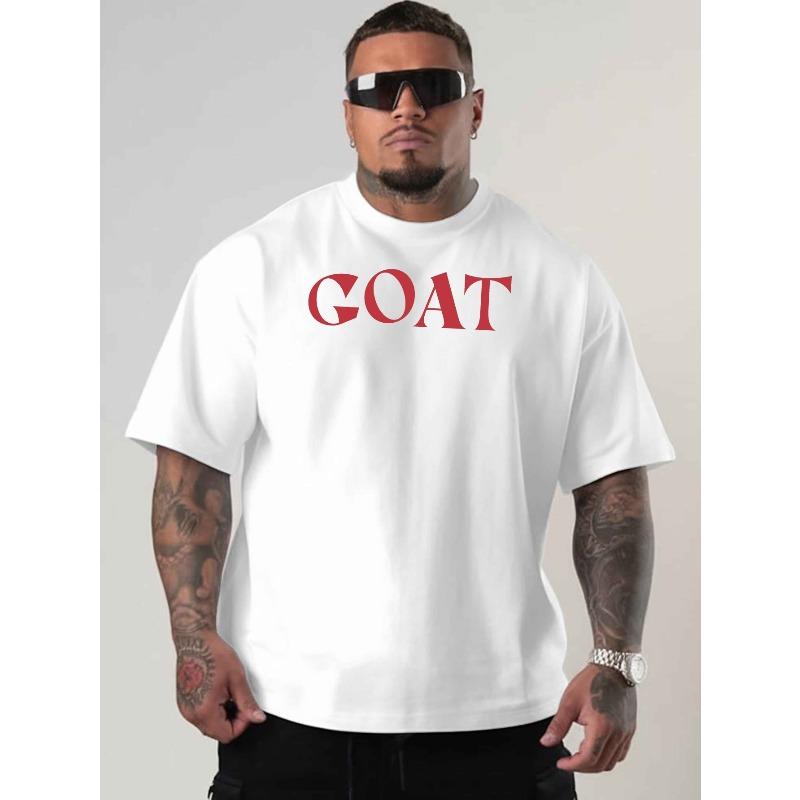 European Sizes Men' Plus Size Oversized Short Sleeve T-Shirt - Breathable Summer Round Neck Casual Loose Fit Top with Goat Print - & Tall Comfortable