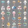 Retro Desk Lamp Stickers - 50pcs Cartoon Creative Waterproof DIY Wall, Glass, and Journal Decoration Stationery.