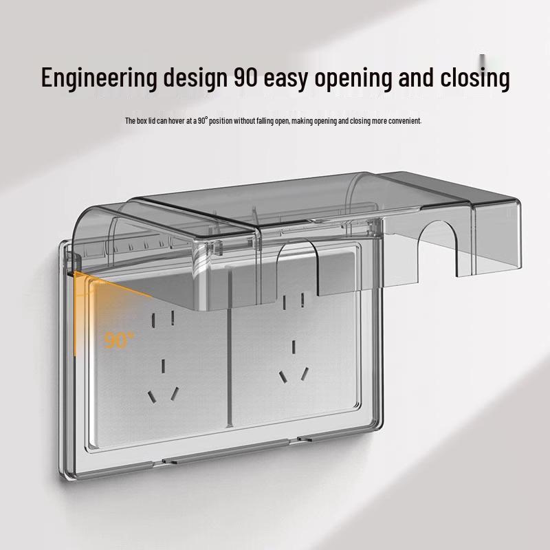 Type 86 Waterproof Self-Adhesive Switch Cover, Splash-Proof Box for Bathroom