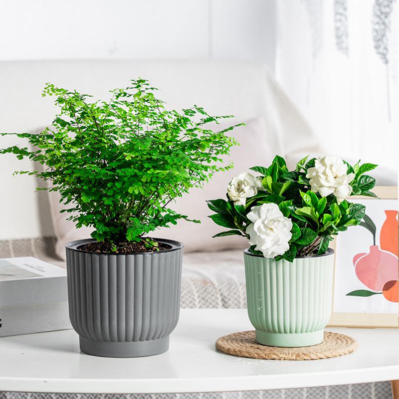 Lazy Self Watering Plastic Flower Pot Double Layer Hydroponics Green Plants Bonsai Pot Vases Succulent Potted Home Office Decor_