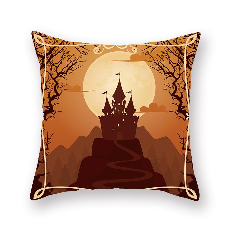 Halloween Pillow Cover Cartoon Pumpkin Head New Peach Skin Cushion Cover Sofa Cushion