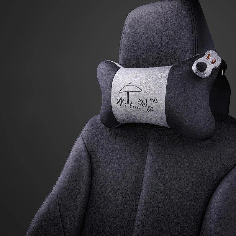 Universal Plush Car Neck Pillow Headrest Relief Neck Pressure Head Masssge Washable Cute Headrest Car Interior Supplies