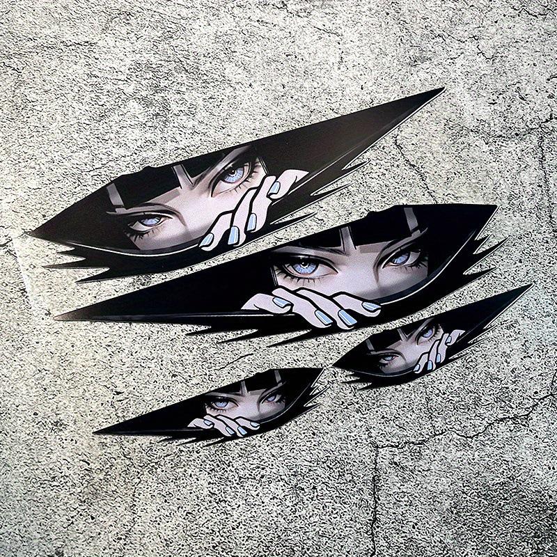 4Pcs 2D Anime Girl Eye Stickers for Cars & Motorcycles