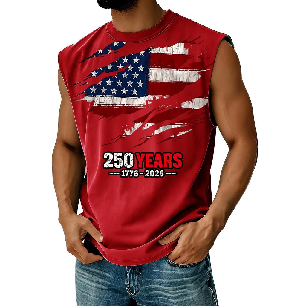 Men's Casual Independence Day Printed Tank Top