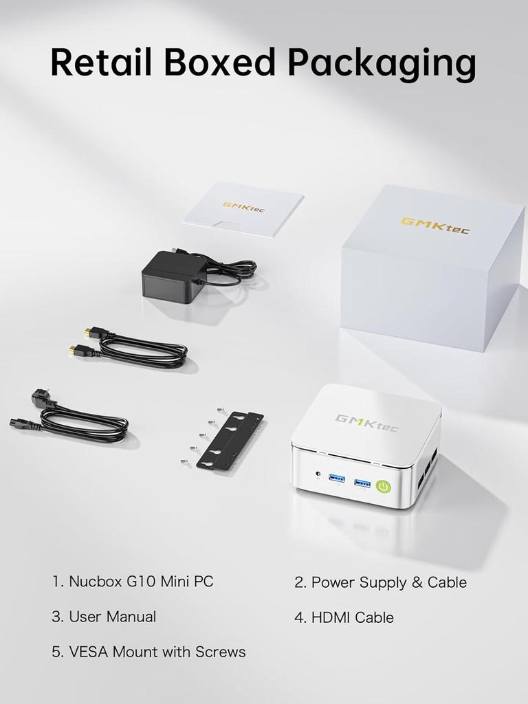 GMKtec G10 AMD Ryzen 5 3500U Mini PC, Small Desktop Computer Windows 11 Pro 8GB RAM 256GB SSD 4K Home Office