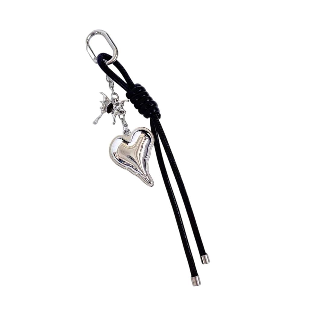 Handwoven Leather Heart Keychain Alloy Accent Hanging Decoration Jewellery Accessory for Keys Bags Gift Giving