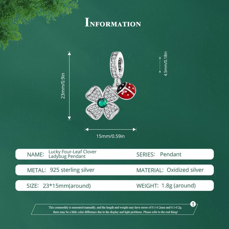 WOSTU 925 Sterlingsølv Lucky Firkløver Ladybug Charms Bee Beads Passer originalt armbånd DIY